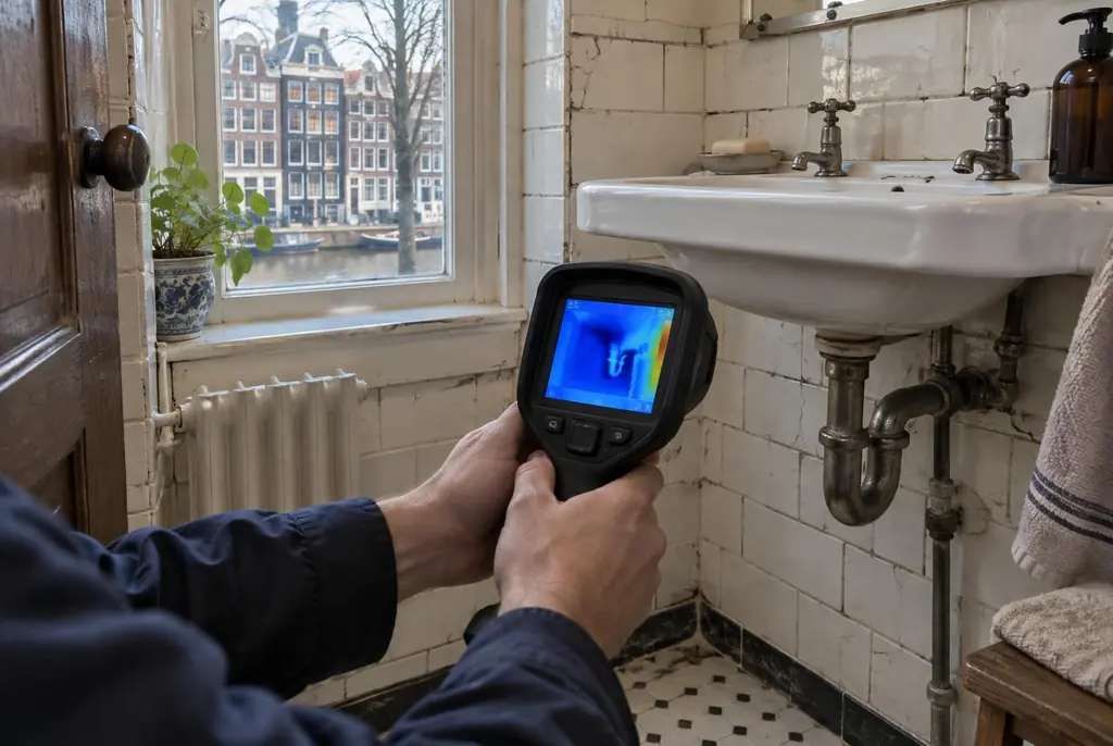 Lekdetectie Zevenhoven – badkamer met oude leidingen achter de tegels