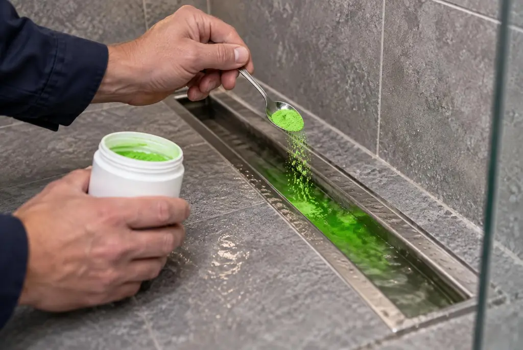 Lekdetectie Zevenhoven – kleurstoftest in een douchegoot