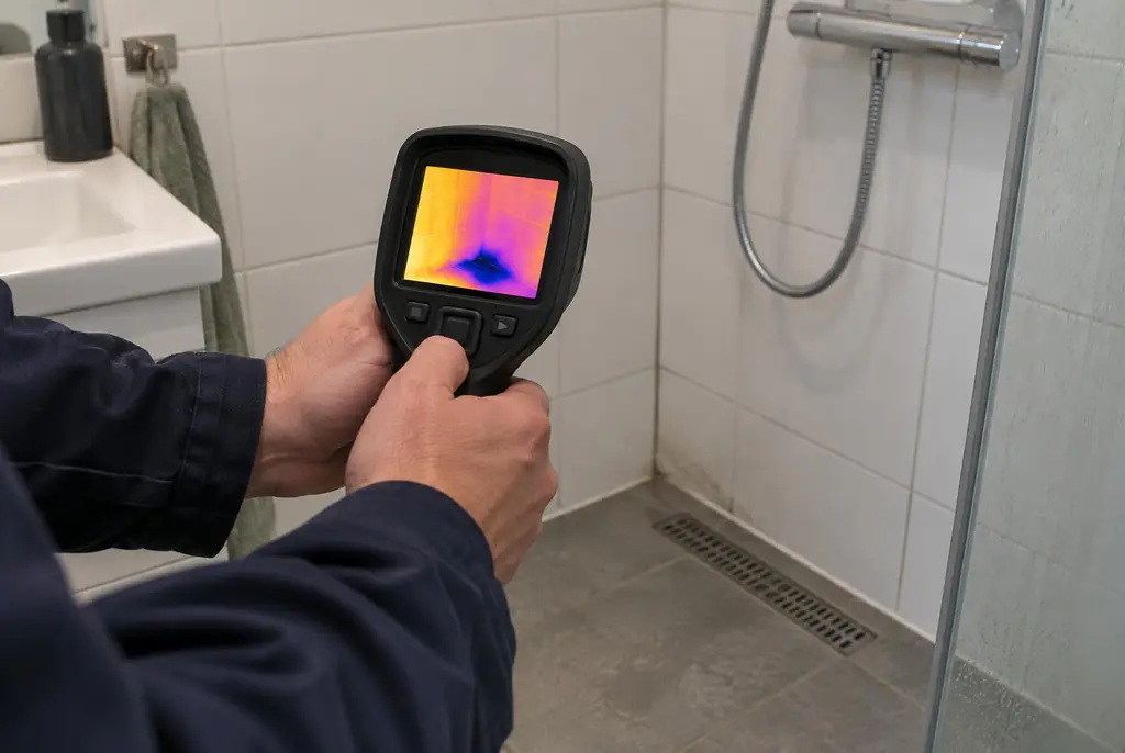 Lekdetectie Zevenhoven – lekdetectiespecialist met warmtebeeldcamera in een badkamer