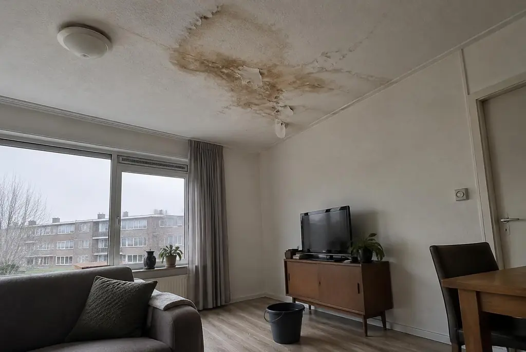 Lekdetectie Zevenhoven – vochtplek op het plafond onder een badkamer